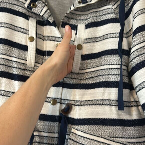 LOFT Breton Striped Nautical Jacket Blue White XS Beach Boat Vacation Preppy - Picture 8 of 12